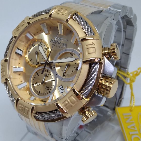 Invicta Bolt 25864 Men's 51mm Two Tone Chronograph Stainless Steel Watch NWT